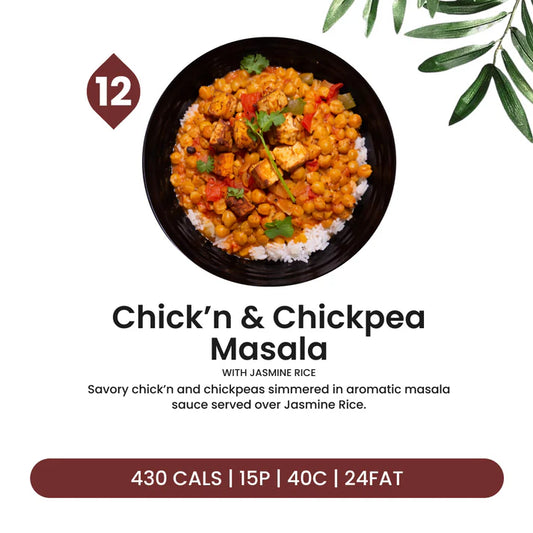 Chick’n & Chickpea Masala over Jasmine Rice