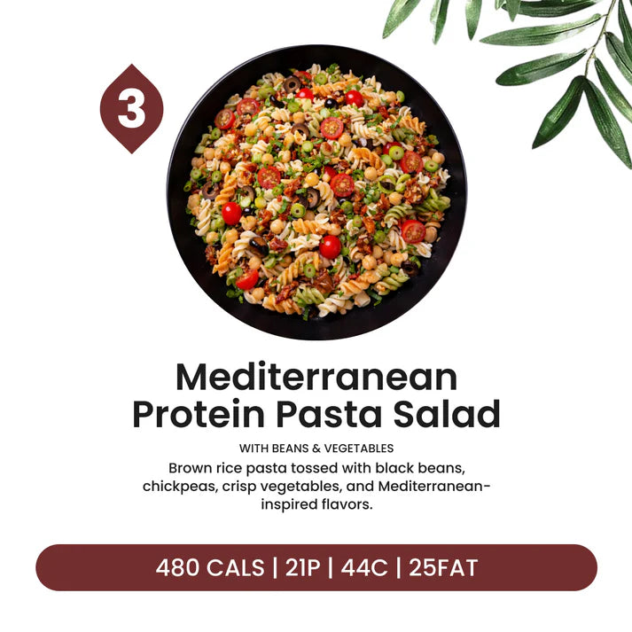 Mediterranean Protein Pasta Salad with Beans & Vegetables