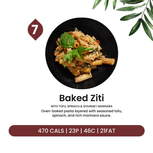 Baked Ziti with Tofu, Spinach & Gourmet Marinara